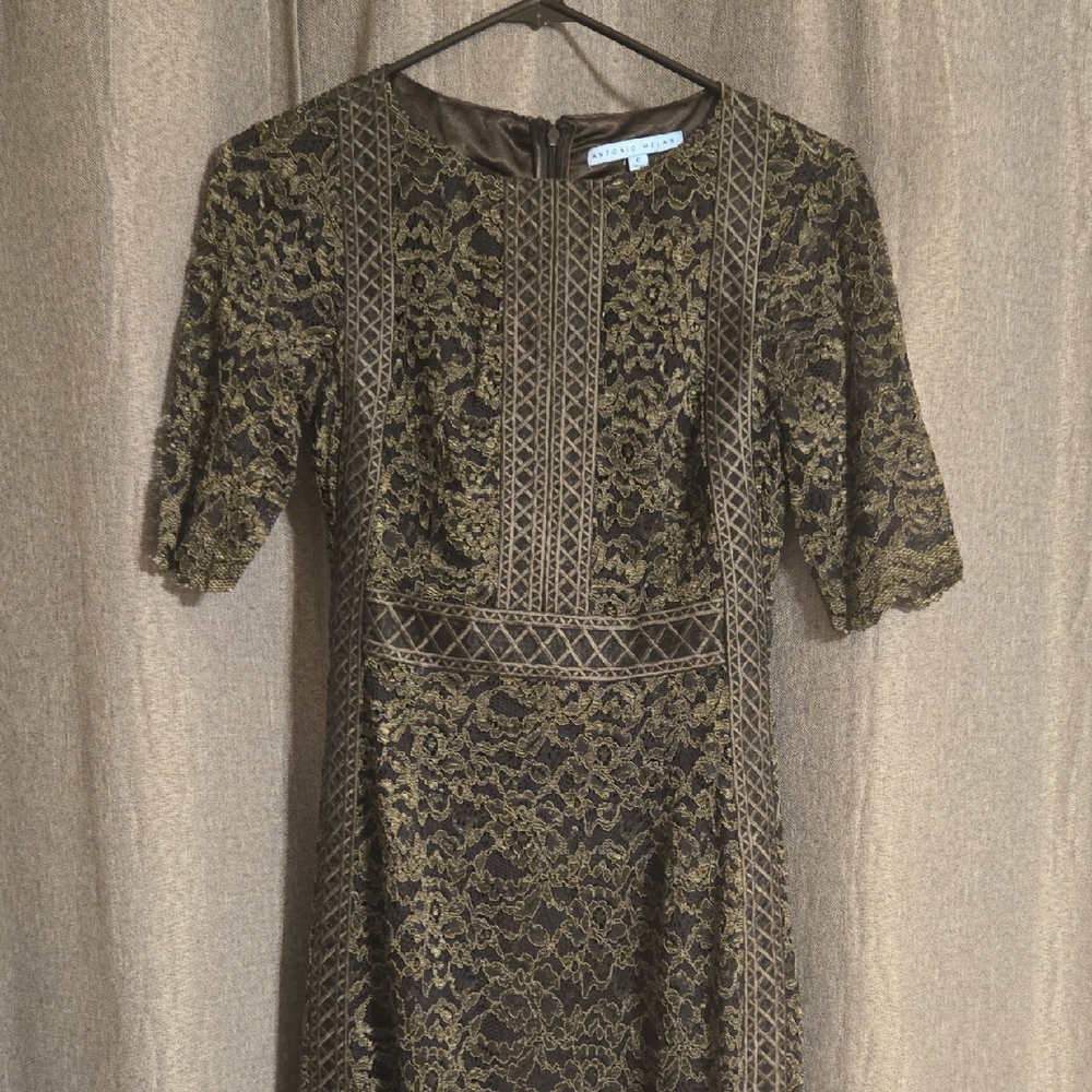 Antonio Melani Black and Green Lace Dress